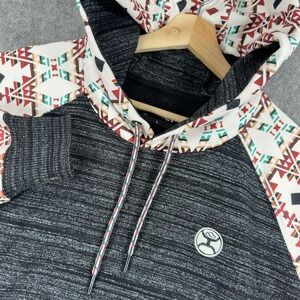 Hooey Hoodie Mens Large Black Aztec Western Pullover Kangaroo Pocket Graphic